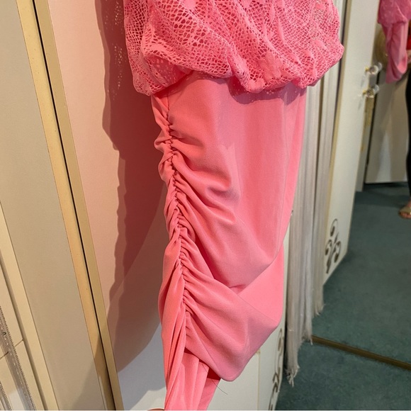 Sirens Pink Floral Lace Mesh Halter Top Mini Dress Size S - Picture 6 of 16